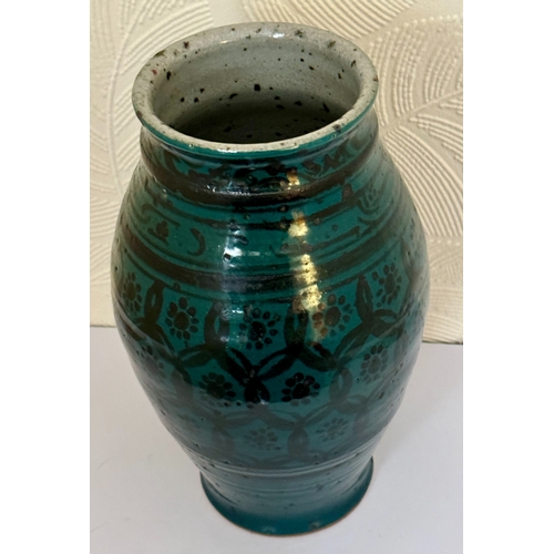 371 - INTERESTING LARGE STONEWARE MIDDLE EASTERN VASE - HAND PAINTED H:26CMS