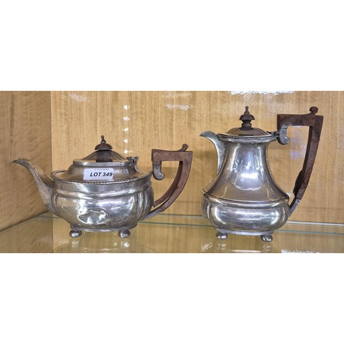 349 - TWO SILVER ADIE BROTHERS POTS - TEA AND COFFEE HALLMARKED - CHESTER 1935 AND BIRMINGHAM 1935 -CORONA... 