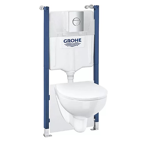 151 - BOXED GROHE BATHROOM ALL INCLUSIVE DESIGN SET WALL HUNG TOILET WITH FITTINGS, ALL IN ONE CISTERN, SE... 