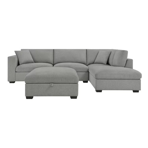 165 - THOMASVILLE HOLMES GREY FABRIC 3 PIECE SECTIONAL CORNER SOFA SUITE - 2 X SOFAS/ONE STORAGE OTTOMAN
S... 