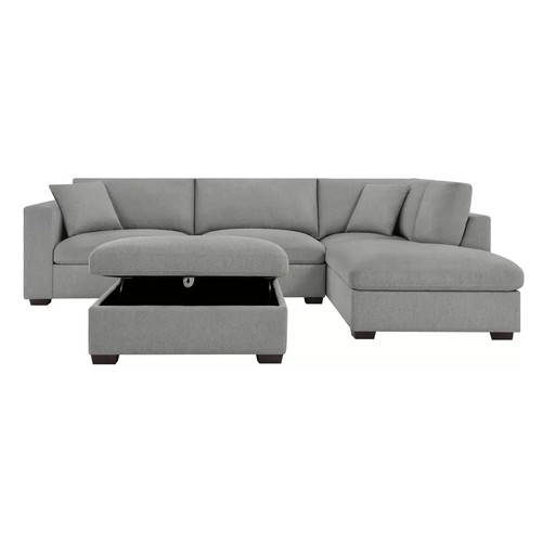 165 - THOMASVILLE HOLMES GREY FABRIC 3 PIECE SECTIONAL CORNER SOFA SUITE - 2 X SOFAS/ONE STORAGE OTTOMAN
S... 