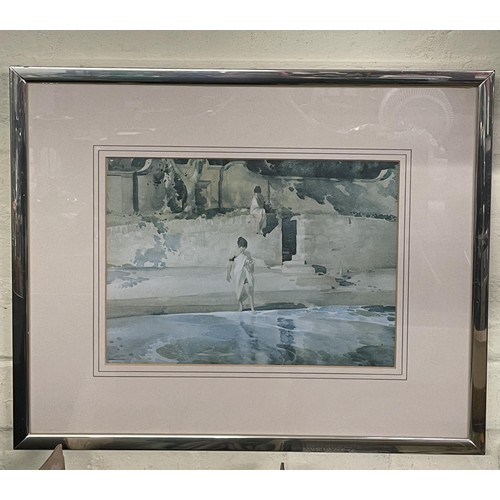 341 - 4 WILLIAM RUSSEL FLINT PRINTS, THE BASKET WEAVER AND THREE BATHING SCENES