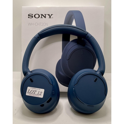 12 - BOXED PAIR OF SONY WH-CH720N NOISE CANCELLING OVER EAR HEADPHONES - BLUE