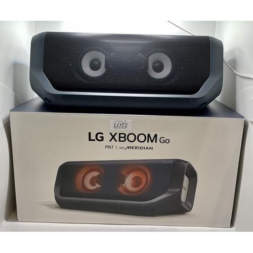 2 - BOXED LG X BOOM GO PN7 BLUETOOTH PORTABLE SPEAKER WITH LED LIGHTS