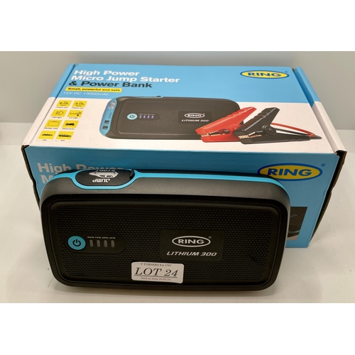 24 - BOXED RING HIGH POWER MICRO JUMPSTARTER/POWERBANK WITH CHARGER AND CARRY CASE - CAN BE USED TO CHARG... 