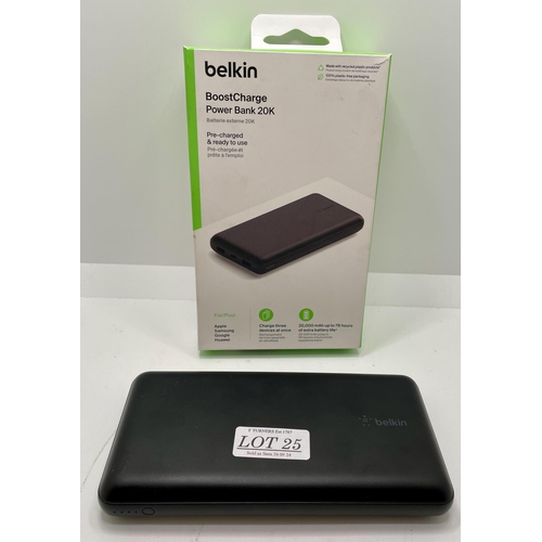 25 - BOXED BELKIN BOOST CHARGE POWER BANK 20K - CHARGE THREE DEVICES AT ONCE - 20,000 m AH