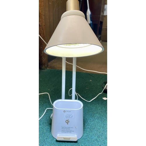 4 - OTTLITE LED DESK LAMP WITH WIRELESS CHARGING BASE AND STORAGE CADDY - WHITE