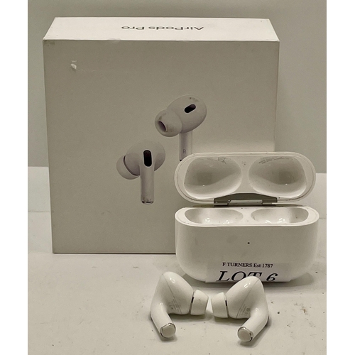 6 - BOXED PAIR OF APPLE AIR POD PROS - 2ND GEN WITH CHARGING WIRE AND EXTRA BUDS