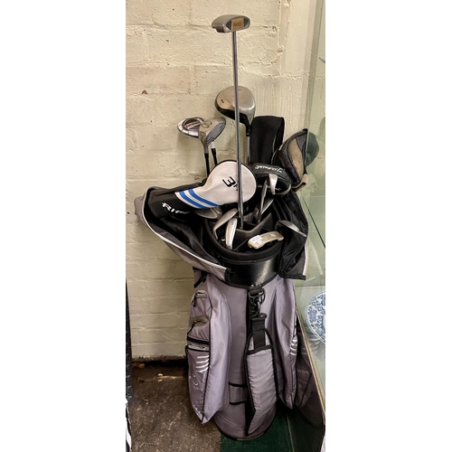 64 - POWAKADY GOLF BAG TOGETHER WITH X11 GOLF CLUBS INCL, WILD THING 12 DEGREE HYBRID DRIVER, REGAL, TRI ... 