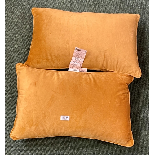 87 - SET OF X2 ARLEY HOME FASHIONS SCATTER CUSHIONS IN MUSTARD COLOUR