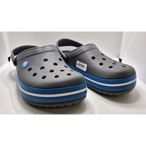 201 - PAIR OF GREY CROCS - APPROX UK6