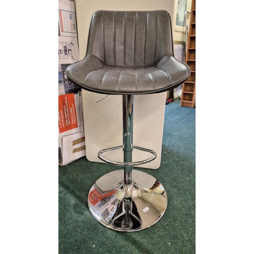 212 - CHROME EFFECT RISE AND FALL BAR STOOL - GREY