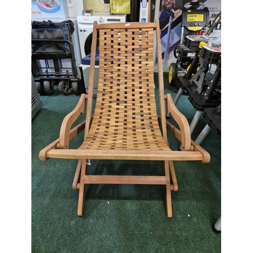 220 - TEAK FOLDING GARDEN RECLINING SWING LOUNGER