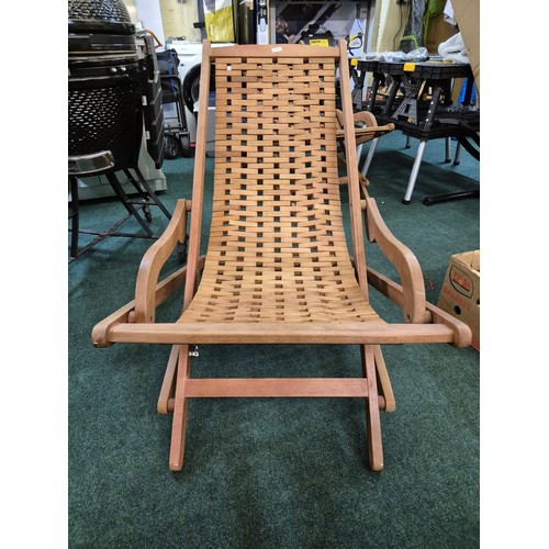 221 - TEAK FOLDING GARDEN RECLINING SWING LOUNGER