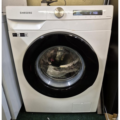 224 - SAMSUNG WASHING MACHINE 9.9KG WHITE - WWW90T534DAW/S1 - POWERS UP, SPINS GOES THROUGH CYCLE BUT UNAB... 