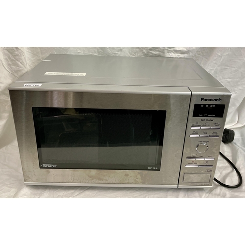 104 - PANASONIC INVERTER MICROWAVE OVEN NN-GD37HS IN SILVER - NOTE SLIGHT PREVIOUS USEAGE