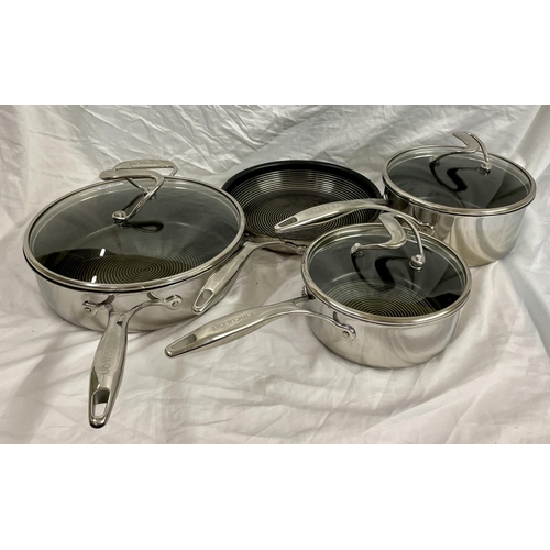 106 - X7 PIECE CIRCULON COOKWARE SET INCL X4 PANS, X3 LIDS INCL, 25CM FRYING PAN, 3.8L SAUTEE PAN, ETC....... 