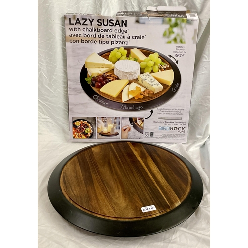 117 - BOXED BIRD ROCK LAZY SUSAN WITH CHALK BOARD EDGE