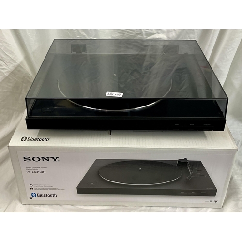 144 - BOXED SONY BLUETOOTH STEREO TURN TABLE PS-LX310BT - LIGHTS UP BUT MISSING DRIVE BELT (CAN BE BOUGHT ... 