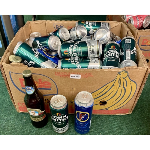 147 - BOX OF MIXED DRINKS INC. FOSTERS, HOLSTEN PILS, HENRY WESTON CIDER, JOHN SMITHS