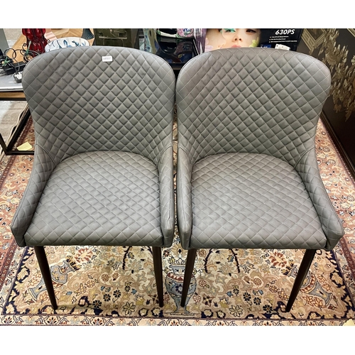 237 - PAIR OF BENTLEY DESIGNS DIAMOND STITCH CHAIRS IN GREY FAUX LEATHER