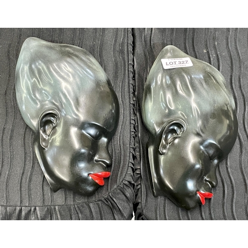 327 - 2 X CERAMIC HEAD WALL PLAQUES