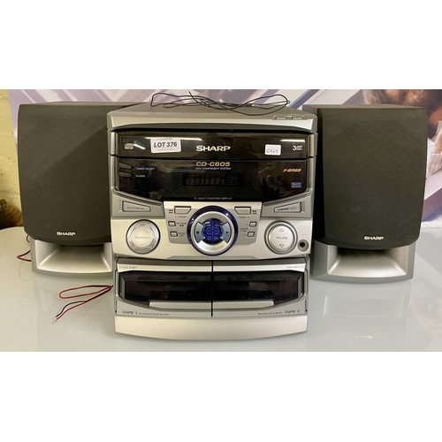 376 - SHARP CD-C605 MINI COMPONENT SYSTEM WITH 3 DISC CD PLAYER, WITH MATCHING SPEAKERS