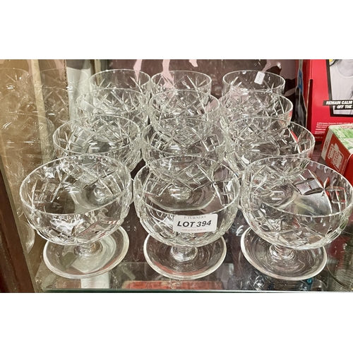 394 - SET OF X12 LEAD CRYSTAL BRANDY GLASSES