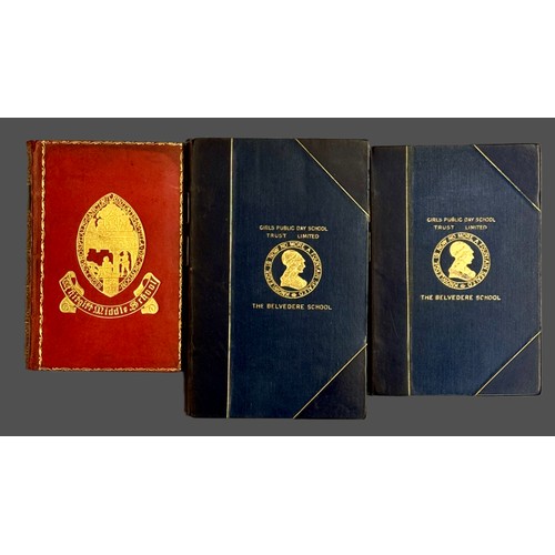 457 - X3 ANTIQUE SCHOOL BOOKS - THE BELVEDERE SCHOOL, THE WHITGIFT MIDDLE SCHOOL D/W H/B WITH SCHOOL DESIG... 