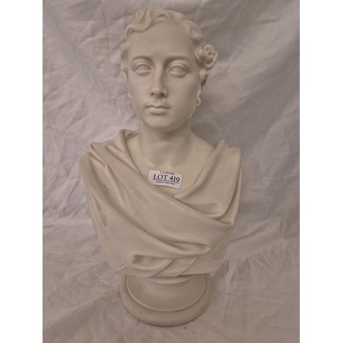 419 - CRYSTAL PALACE ART UNION COPELAND MARSHALL WOOD SCULPTED 1862 (CRACKS) PRINCE ALBERT BUST