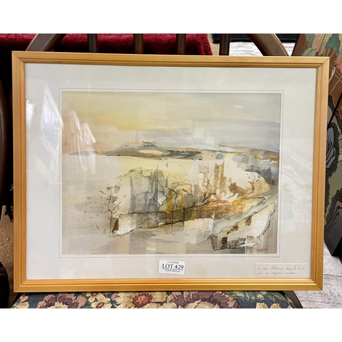 429 - A FRAMED WATERCOLOUR OF A COASTAL SCENE BY JEAN MARIE RADIGUET SIGNED TO BOTTOM RIGHT OF PAINTING