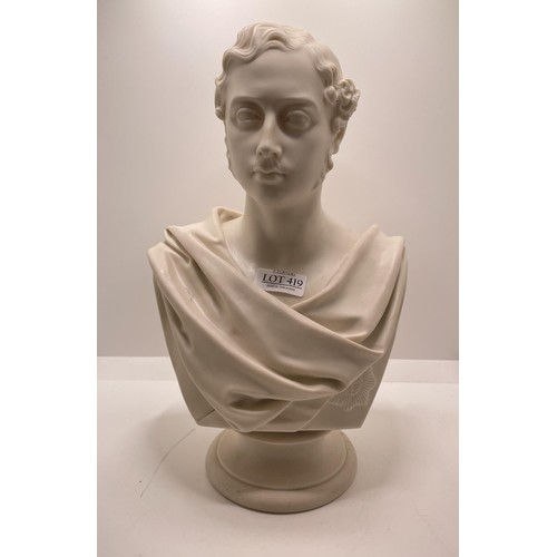 419 - CRYSTAL PALACE ART UNION COPELAND MARSHALL WOOD SCULPTED 1862 (CRACKS) PRINCE ALBERT BUST