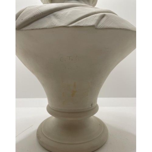 420 - W.H. KERR AND CO WORCESTER PARIAN WARE BUST OF WALTER SCOTT - REPAIR TO SMALL CHIP ON BASE