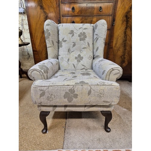 SILVER GREY UPHOLSTERED FIRESIDE CHAIR