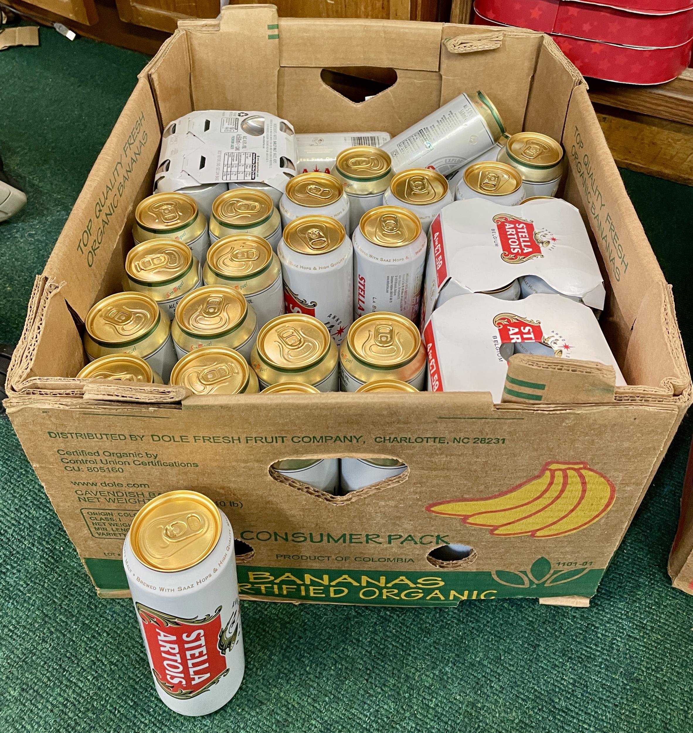 BOX OF MIXED DRINKS INCL STELLA ARTOIS 568ML AND SAN MIGUEL 568ML