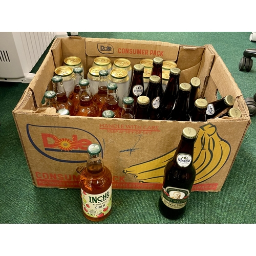 BOX OF MIXED DRINKS INCL SAN MIGUEL 568ML, WESTONS CIDER, AND INCH'S CIDER