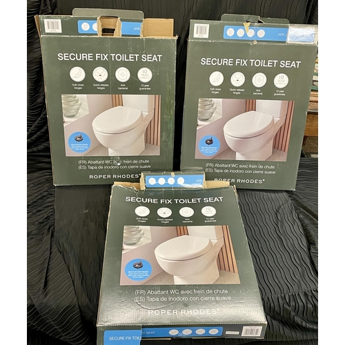 BOXED SET OF THREE ROPER RHODES SECURE FIX SOFT CLOSE TOILET SEATS ALL