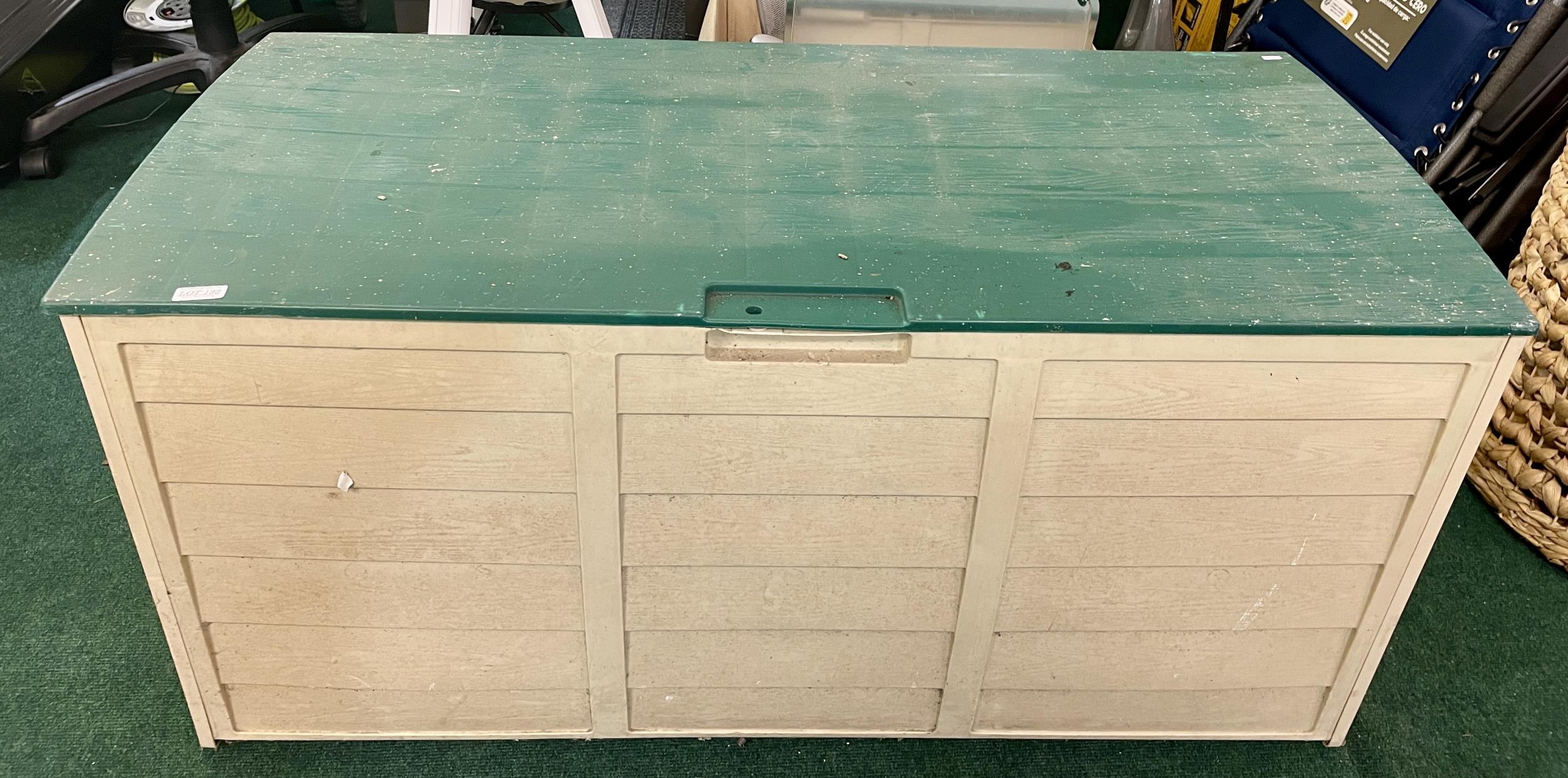 GARDEN STORAGE BOX WITH LIFT LID 133CM W BY 51CM D BY 55CM H