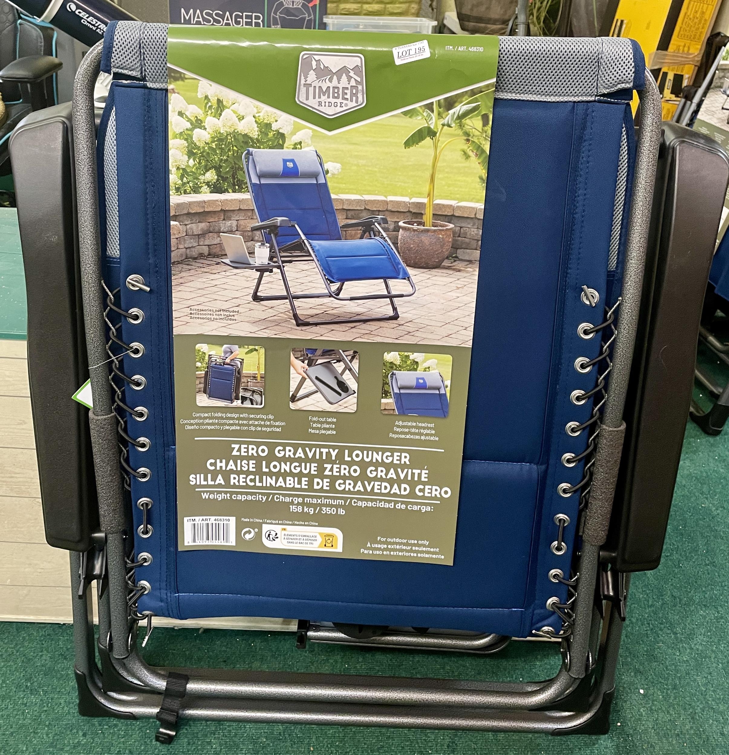 Timber Ridge Zero Gravity Folding Lounger with Side Table