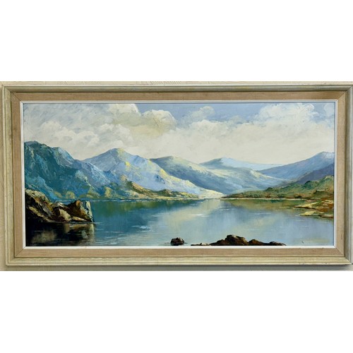 285 - J P WILLIAMS (WELSH SCHOOL) NANT FRANCON VALLEY, SNOWDONIA- (LLYN LLYDAW) OIL ON BOARD IN THE MANNER... 