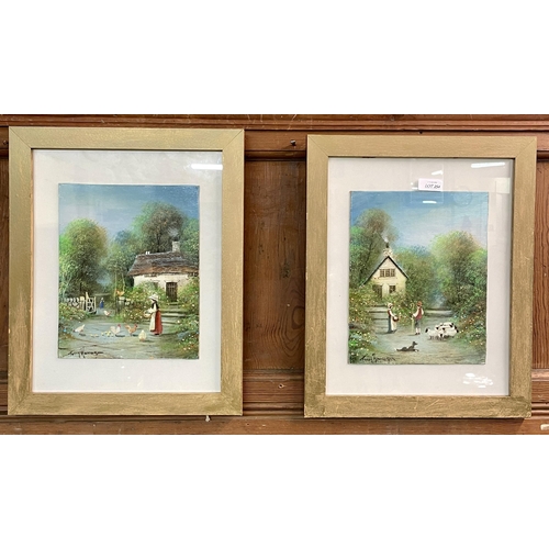 287 - TONY FLANAGAN (BRITISH) A PAIR OF DELIGHTFUL FRAMED OIL ON BOARD COUNTRY SCENES - DEPICTING COUNTRY ... 