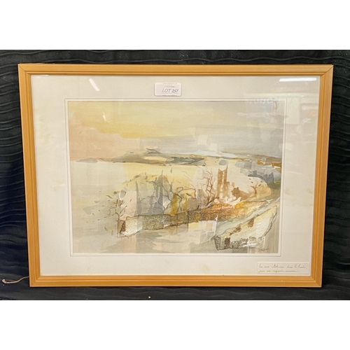 289 - A FRAMED WATERCOLOUR OF A COASTAL SCENE BY JEAN MARIE RADIGUET SIGNED TO BOTTOM RIGHT OF PAINTING