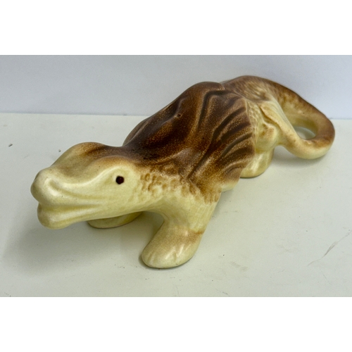 346 - A RARE SYLVAC FIGURE OF A LIZARD OR SALAMANDER IN YELLOW & BROWN -L: 20CMS (APPROX) MARKED TO UNDERS... 