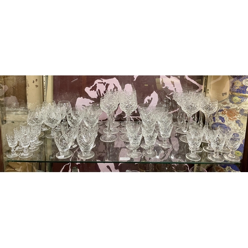 364 - X7 SETS OF 6 CRYSTAL WINE GLASSES, VARIOUS INCL, STUART CRYSTAL HOCK GLASSES, BRANDYS, ROYAL DOULTON