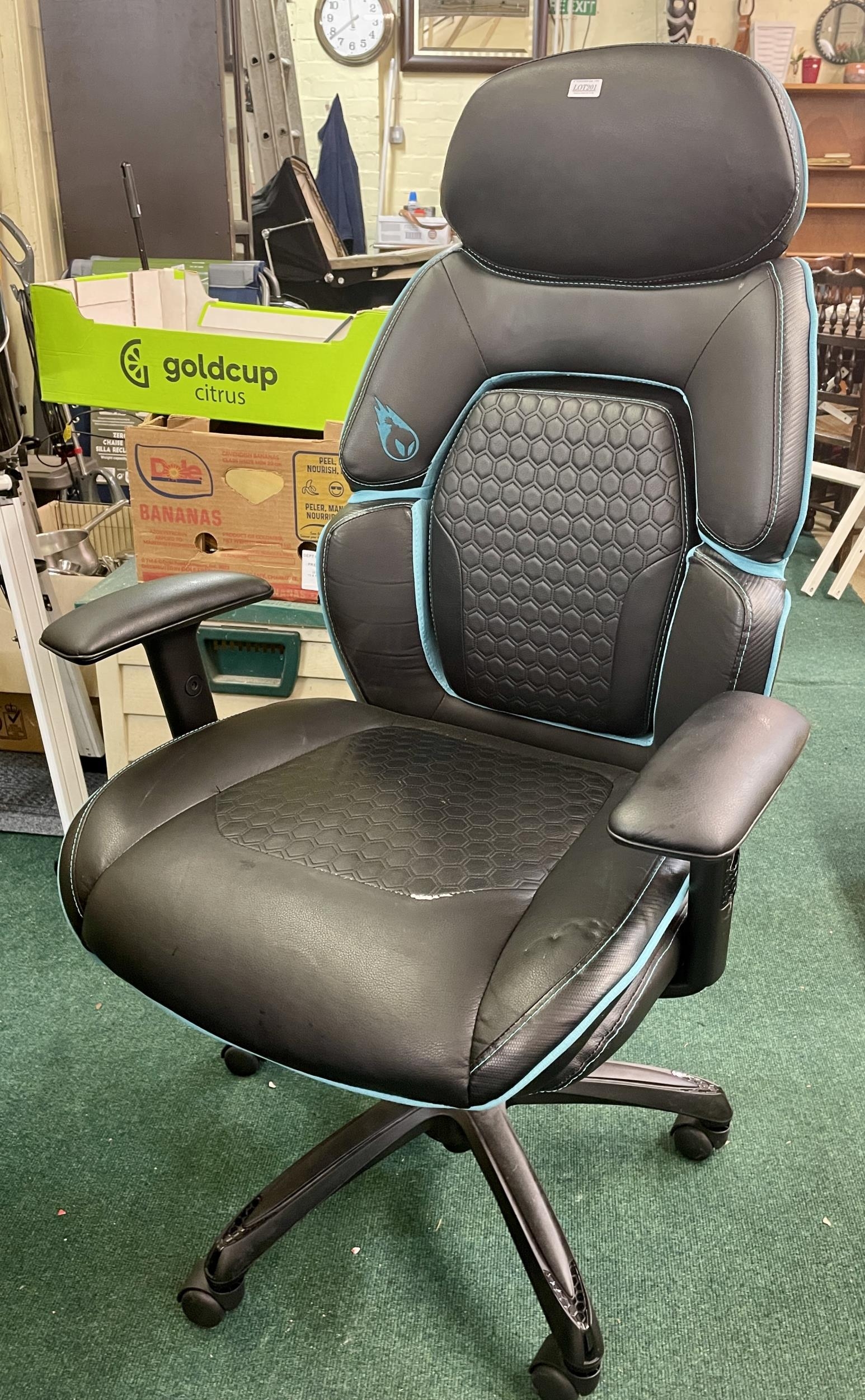 DPS® Centurion Gaming Office Chair with Adjustable Headrest, Black ONE