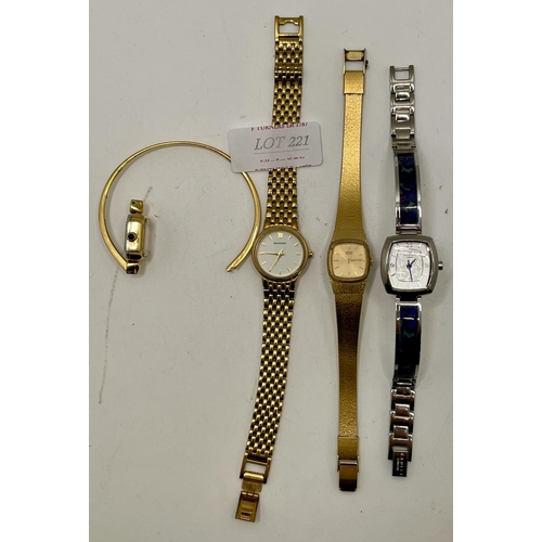 276 - Four (4) Quartz Cocktail Watches: Sekonda 8849 Gilt bracelet watch, Seiko 1400-8350 Ladies vintage w... 