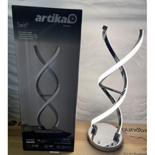 161 - BOXED ARTIKA SWIRL LED TABLE LAMP - CONTEMPORARY DESIGN