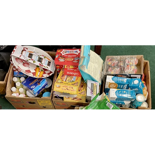 172 - 3 LARGE BOXES OF MIXED FOODSTUFFS INCL HEINZ BAKED BEANZ, VARIOUS SAUCES, TWININGS EARL GREY, TETLEY... 