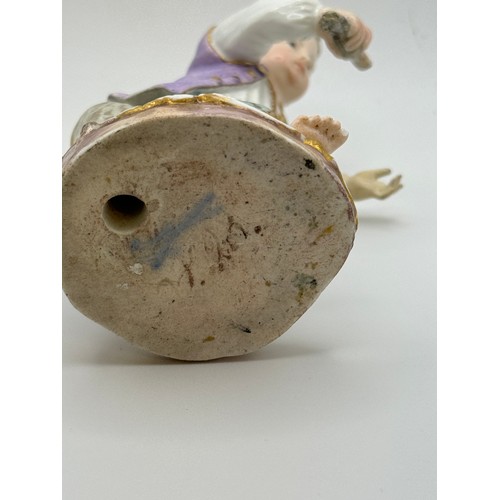 369 - A PORCELAIN MODEL OF A BOY BIRD CATCHER -AFTER MICHEL VICTOR ACIER - POSS. 18TH C. MEISSEN -UNGLAZED... 