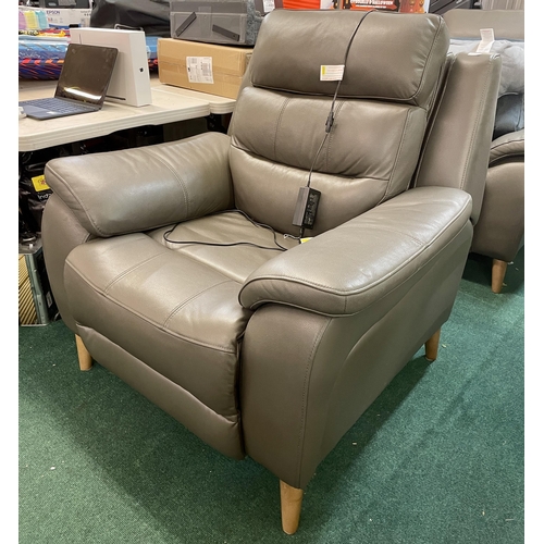 218 - AVA LEATHER ELECTRIC RECLINER WITH HEADREST - STORM GREY - WITH USB CHARGING POINT TO SIDE